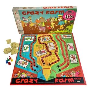 Vintage 1970 Milton Bradley Crazy Farm Silly Safari Board Game